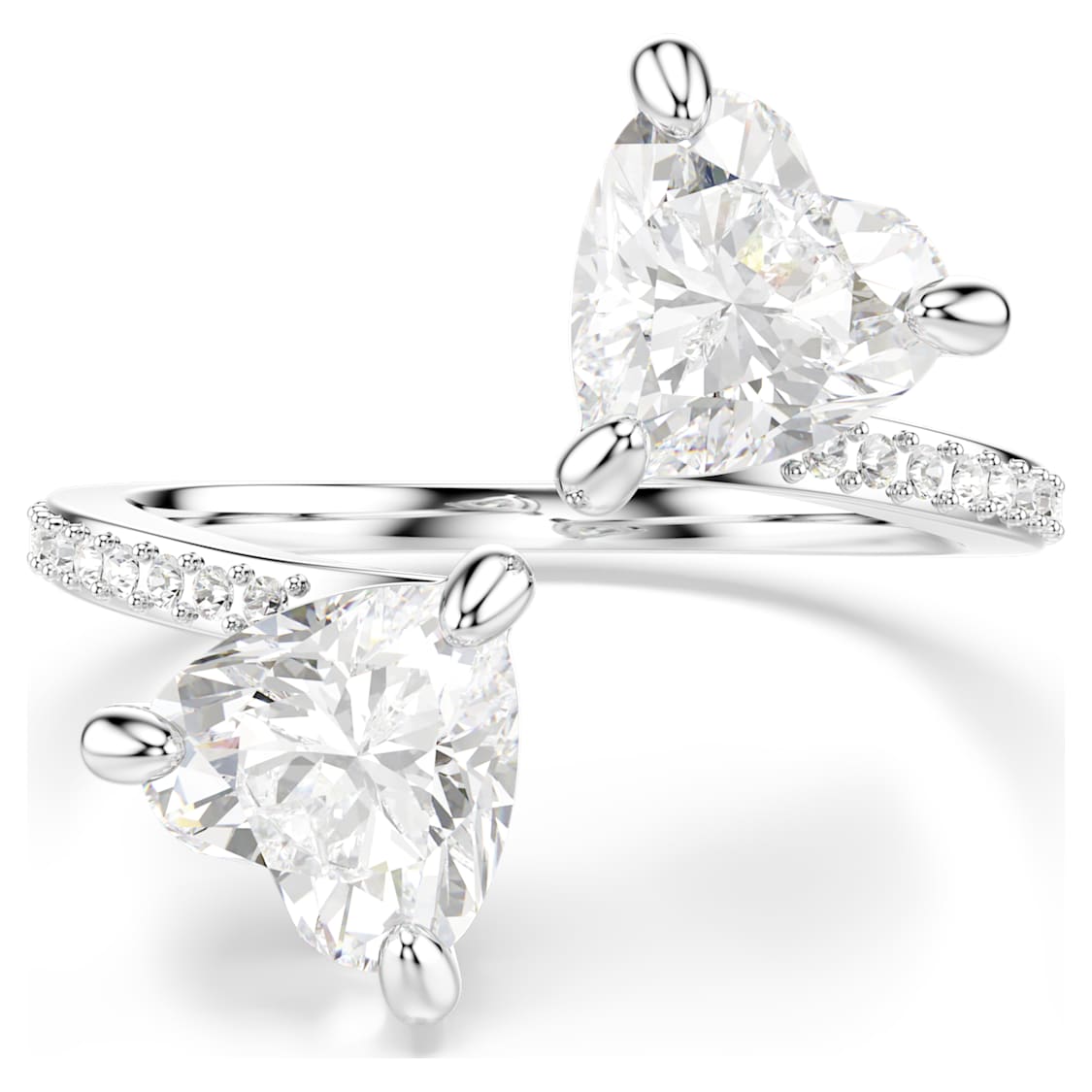 Mesmera open ring, Heart cut, Pavé, White, Rhodium plated by SWAROVSKI