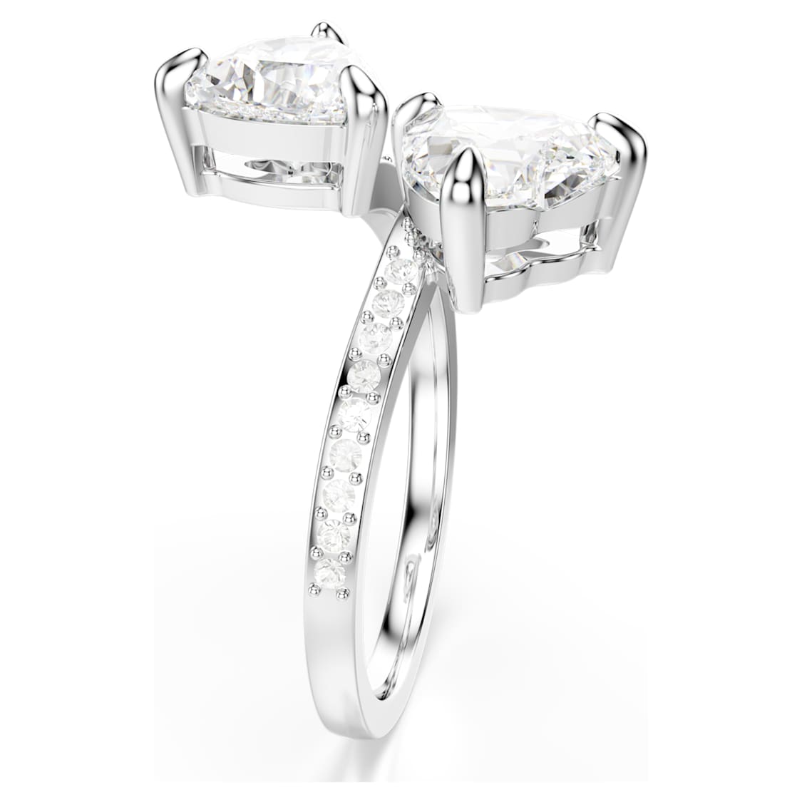 Mesmera open ring, Heart cut, Pavé, White, Rhodium plated by SWAROVSKI