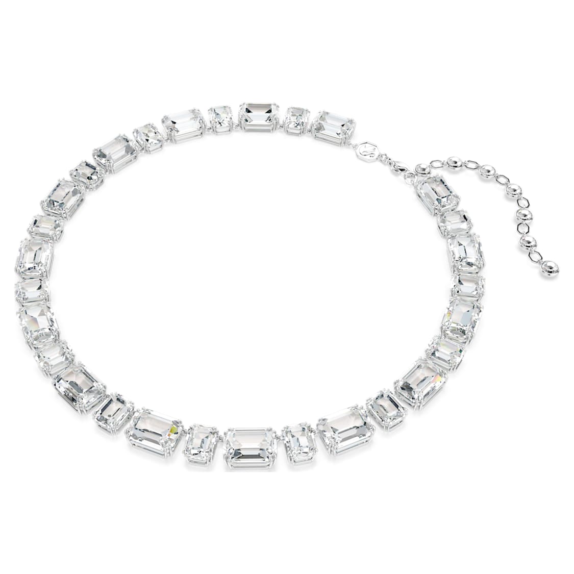 Millenia necklace, Octagon cut, White, Rhodium plated by SWAROVSKI