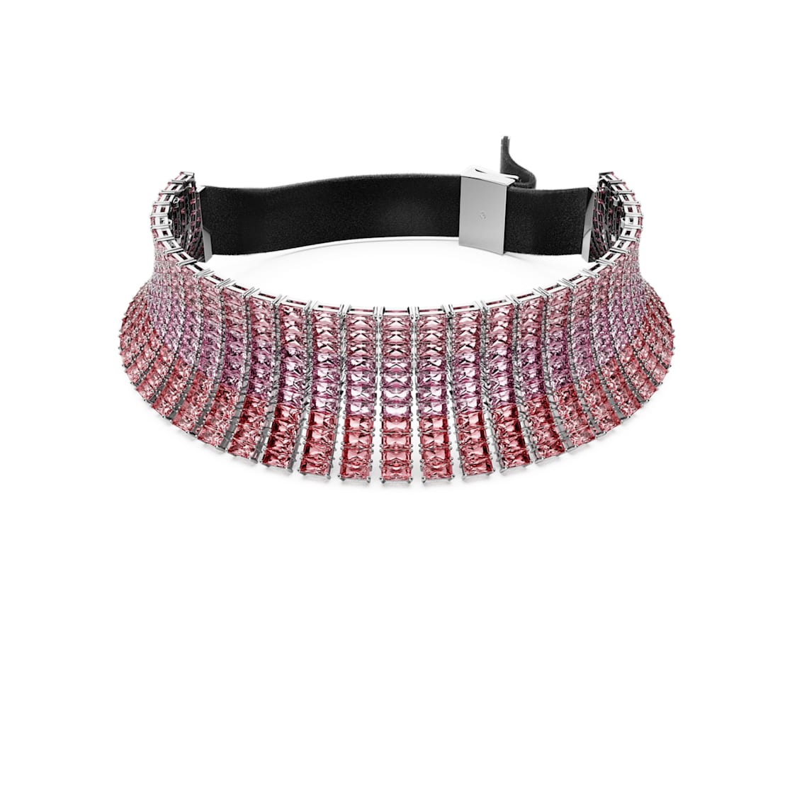 Matrix choker, Baguette cut, Pink, Rhodium plated by SWAROVSKI