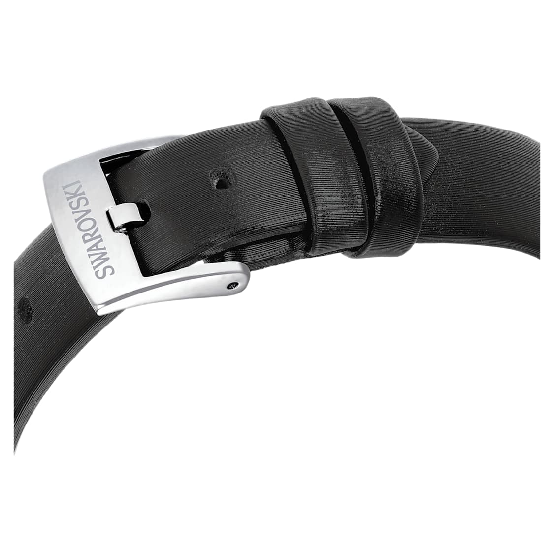 Matrix tennis watch, Swiss Made, Leather strap, Black, Stainless Steel by SWAROVSKI