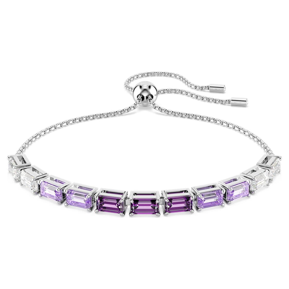 Matrix bracelet, Baguette cut, Purple, Rhodium plated by SWAROVSKI