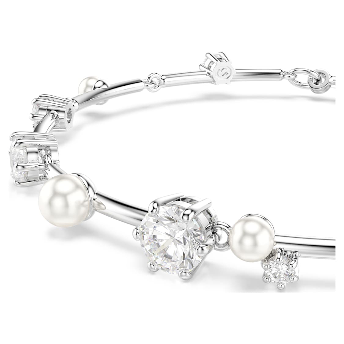 Constella bracelet, Crystal pearl, Round cuts, White