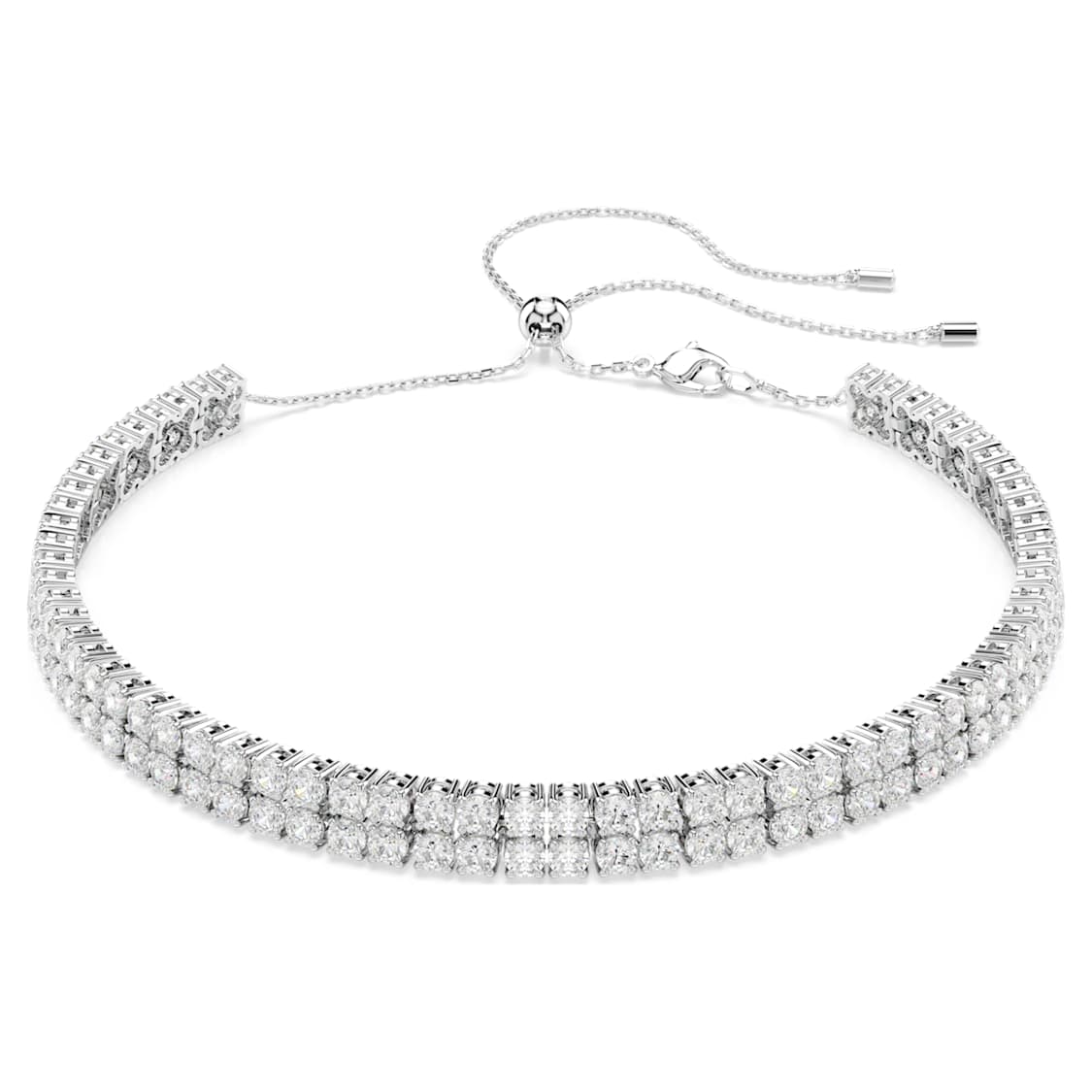 Matrix choker, Round cut, White, Rhodium plated by SWAROVSKI
