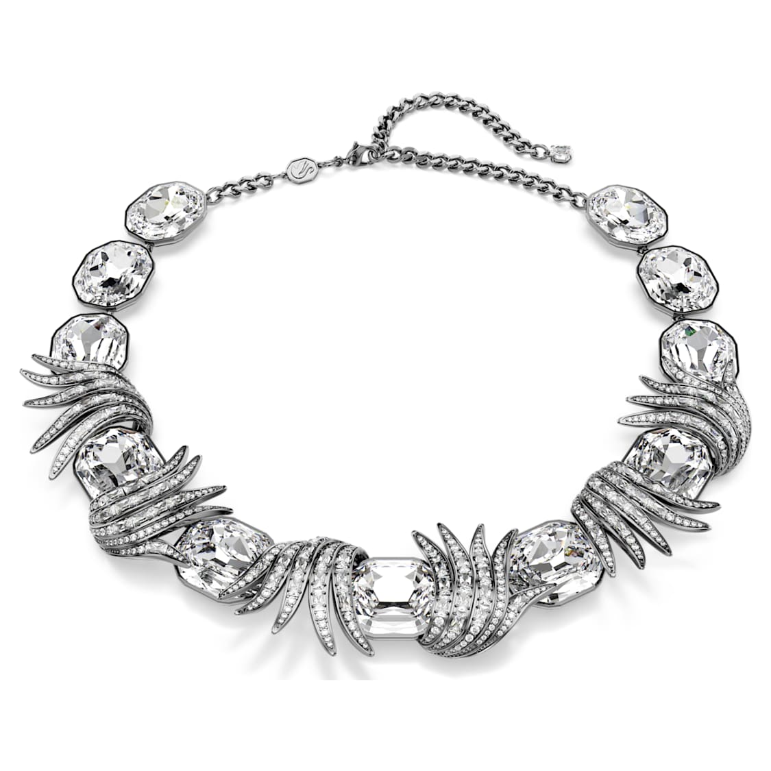 The Vienna Collection necklace, Feather, White, Ruthenium plated by SWAROVSKI