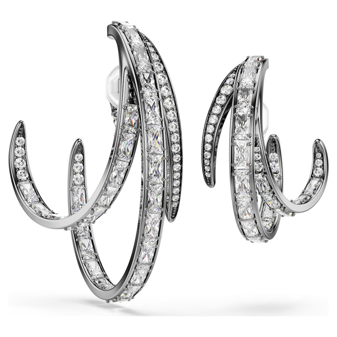The Vienna Collection ear cuff set (3), Feather, White, Ruthenium plated by SWAROVSKI