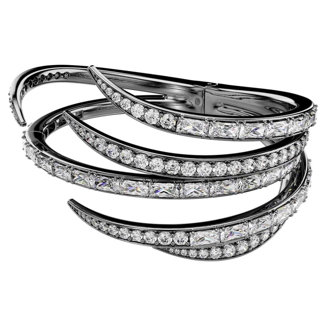 The Vienna Collection bangle, Feather, White, Ruthenium plated by SWAROVSKI