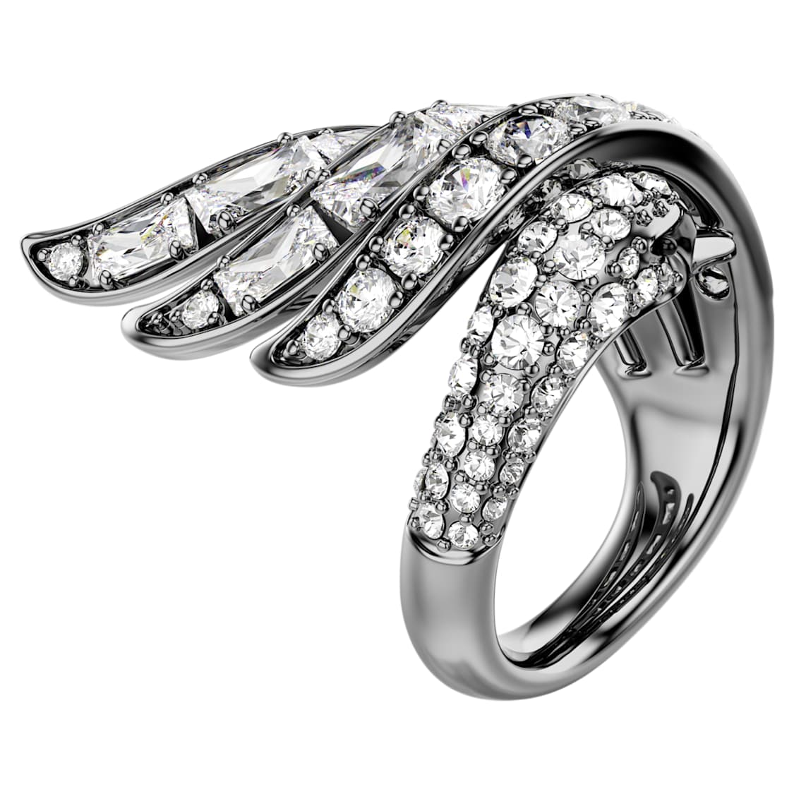 The Vienna Collection ring, Swan, White, Ruthenium plated by SWAROVSKI