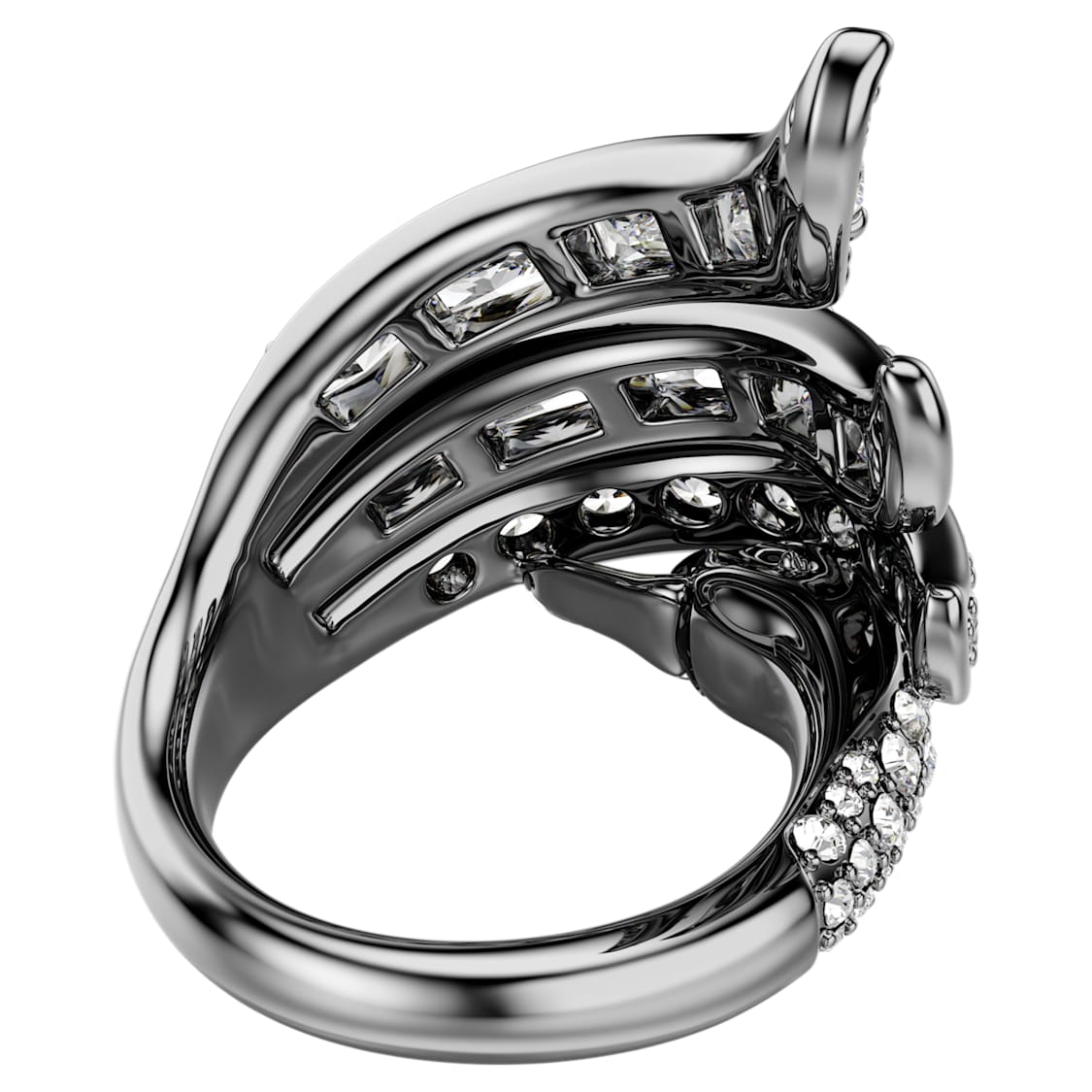 The Vienna Collection ring, Swan, White, Ruthenium plated by SWAROVSKI