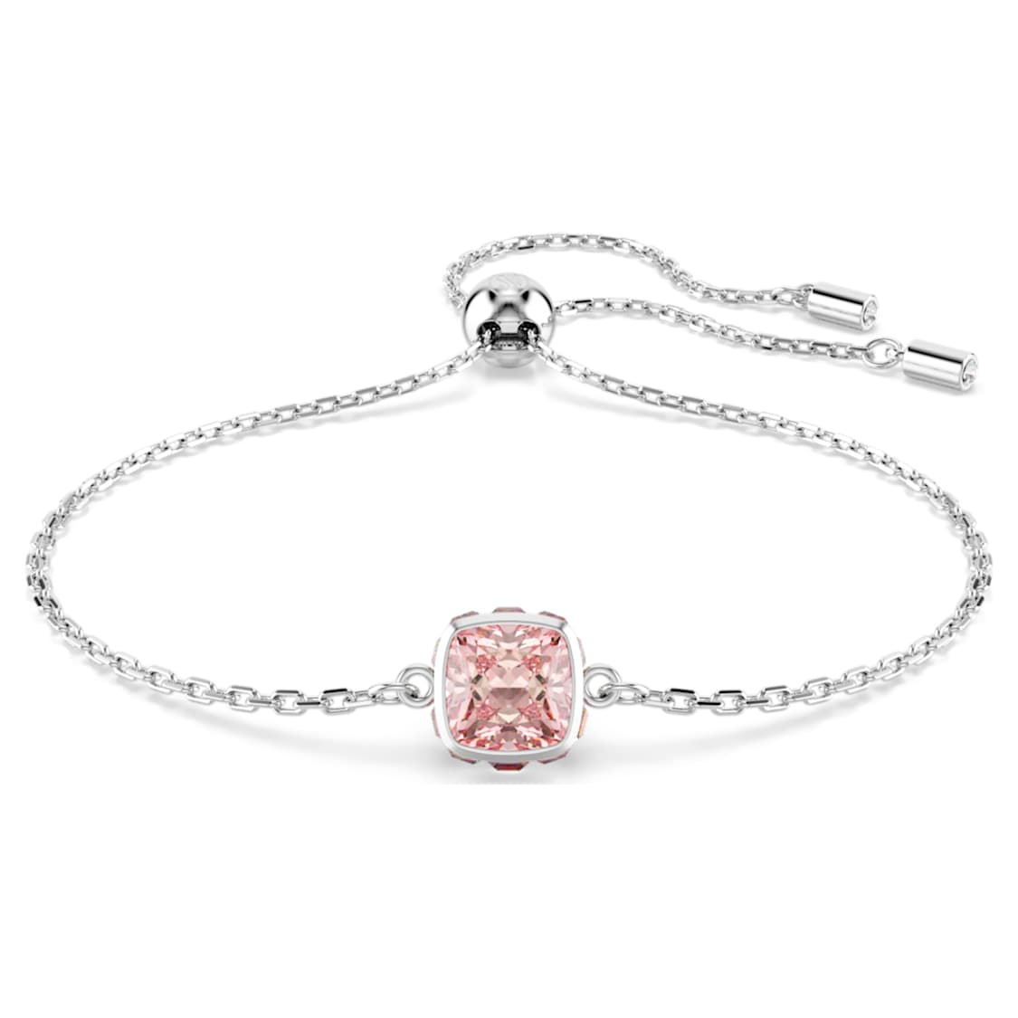 Náramek Birthstone, Čtvercový výbrus, Červen, Růžová, Pokoveno rhodiem - Swarovski, 5710518