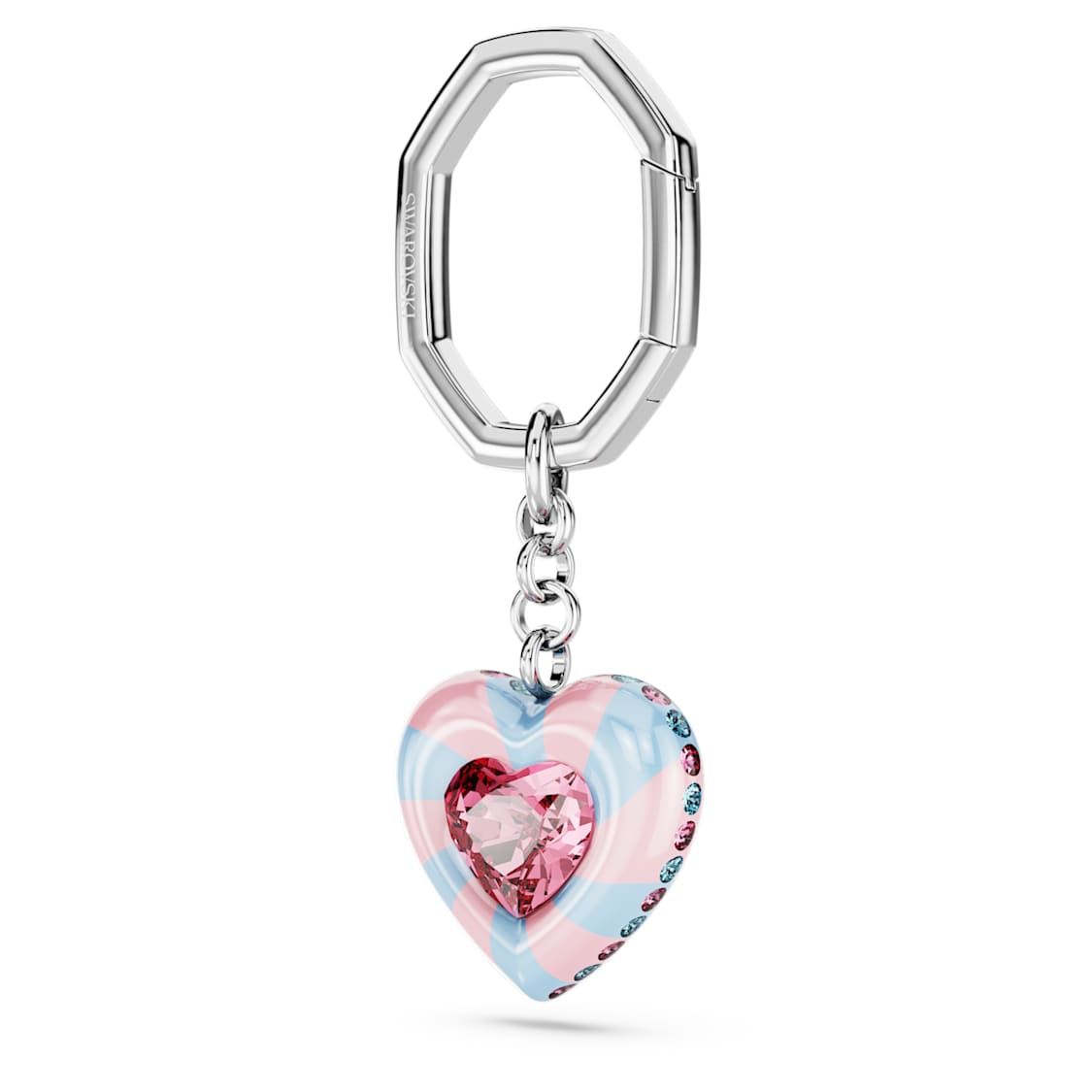 Key ring, Heart cut, Heart, Multicolored, Rhodium plated - Swarovski, 5713882