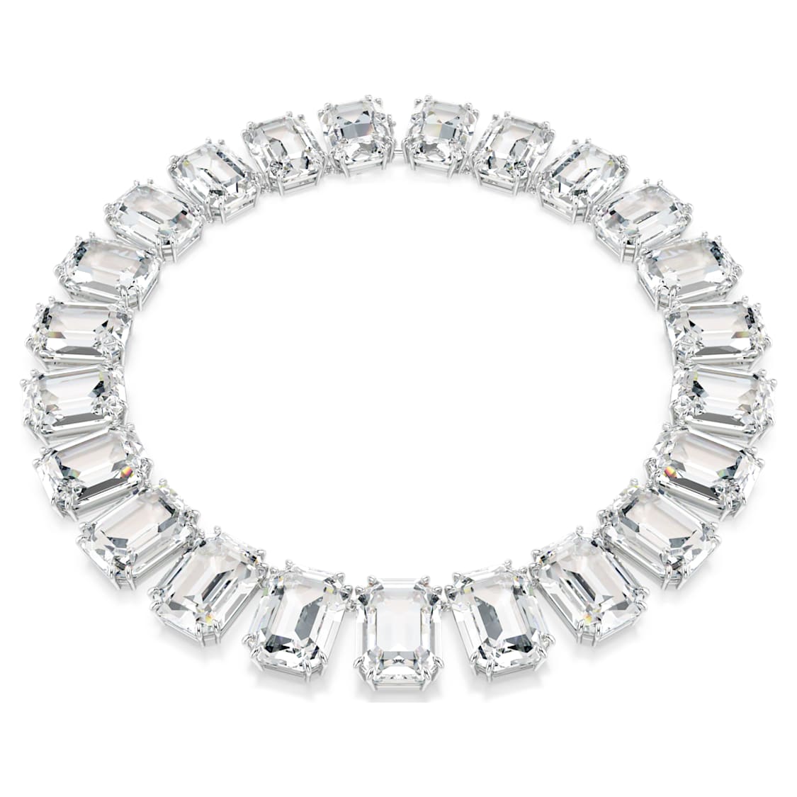 Millenia necklace, Oversized crystals, Octagon cut, White, Rhodium plated by SWAROVSKI