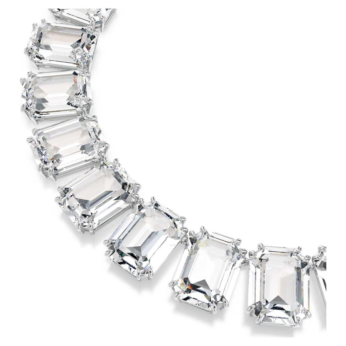 Millenia necklace, Oversized crystals, Octagon cut, White, Rhodium plated by SWAROVSKI