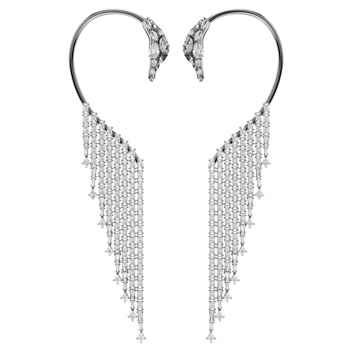 The Vienna Collection ear cuffs, Swan, White, Ruthenium plated by SWAROVSKI
