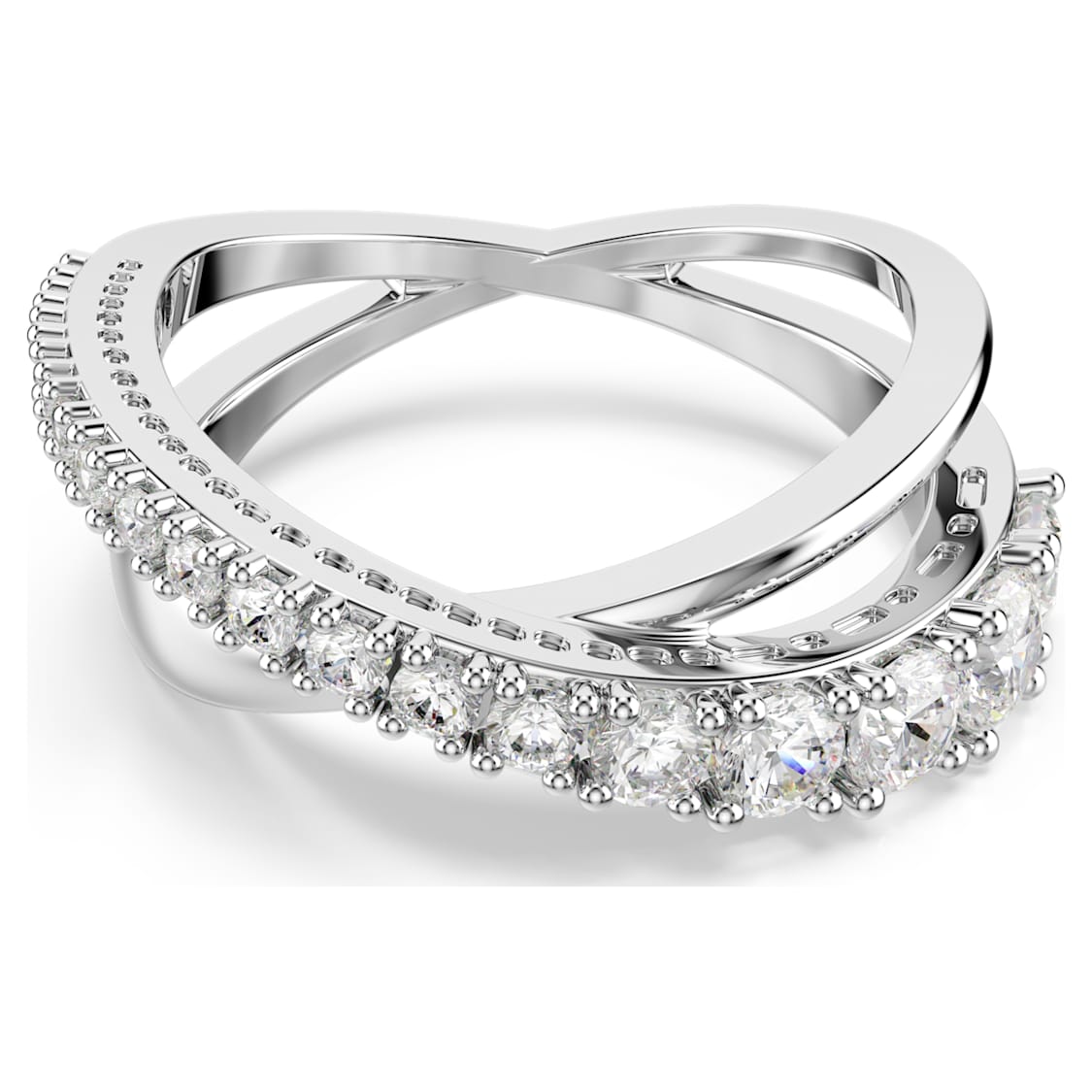 Hyperbola ring, Mixed cuts, White, Silver-tone finish by SWAROVSKI