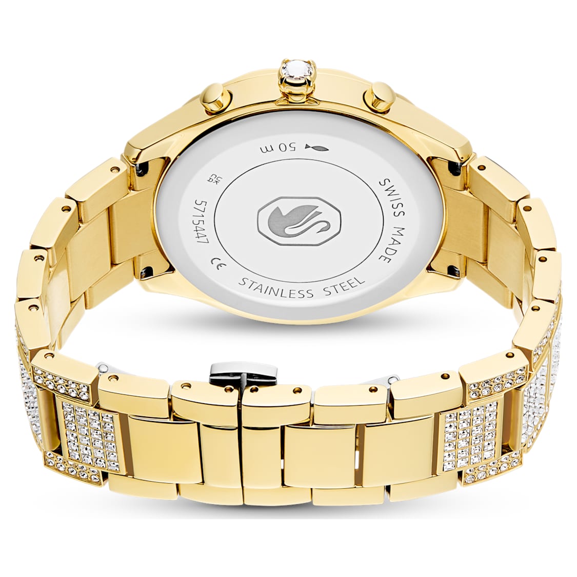 Dextera lux watch, Swiss Made, Metal bracelet, Gold tone, Gold-tone finish by SWAROVSKI