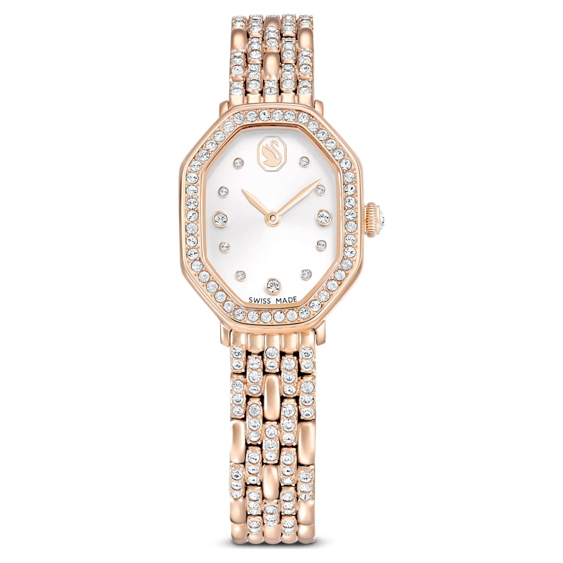 Dextera octagon watch, Swiss Made, Metal bracelet, Gold tone, Rose gold-tone finish by SWAROVSKI