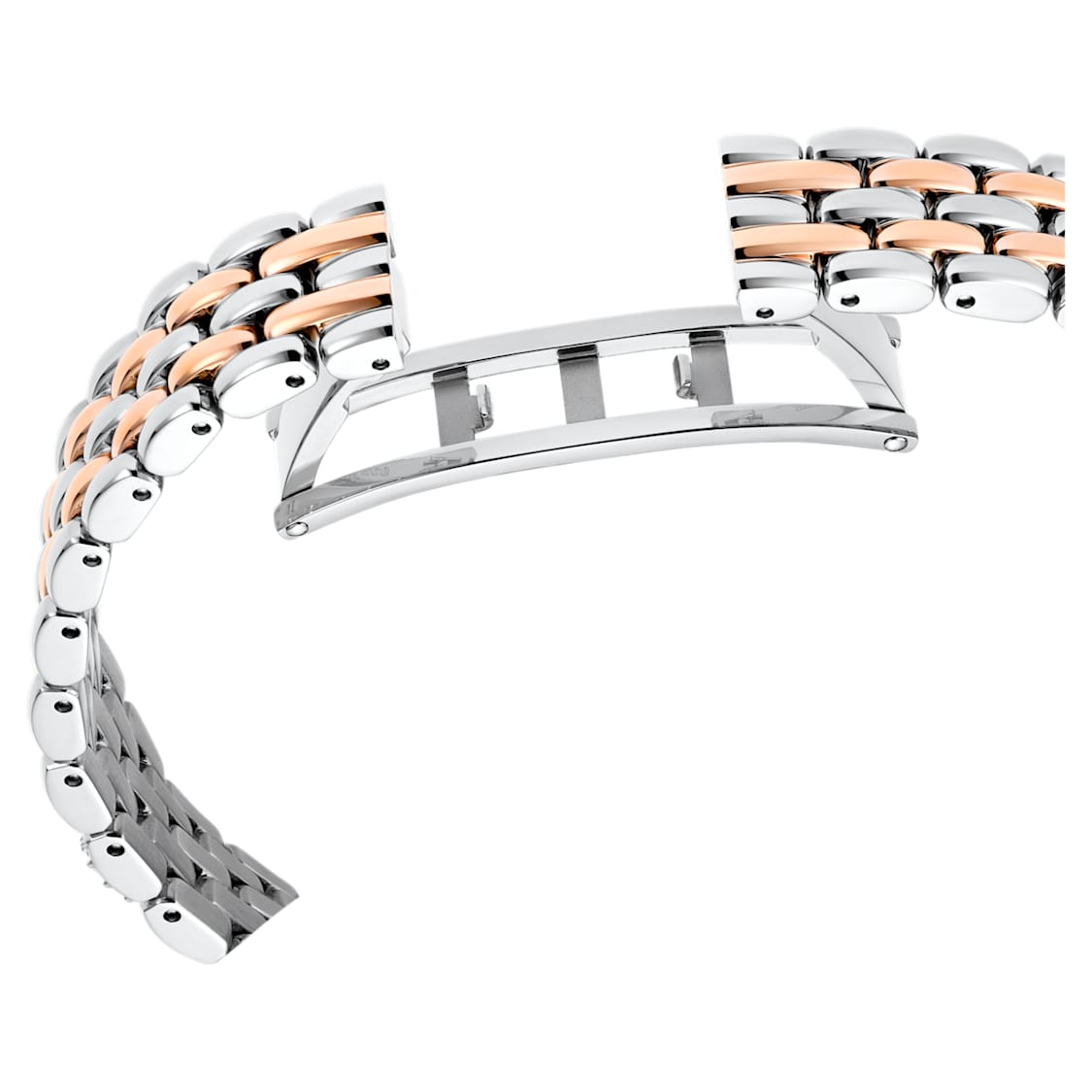Dextera octagon watch, Swiss Made, Metal bracelet, Silver tone, Rose gold-tone finish by SWAROVSKI