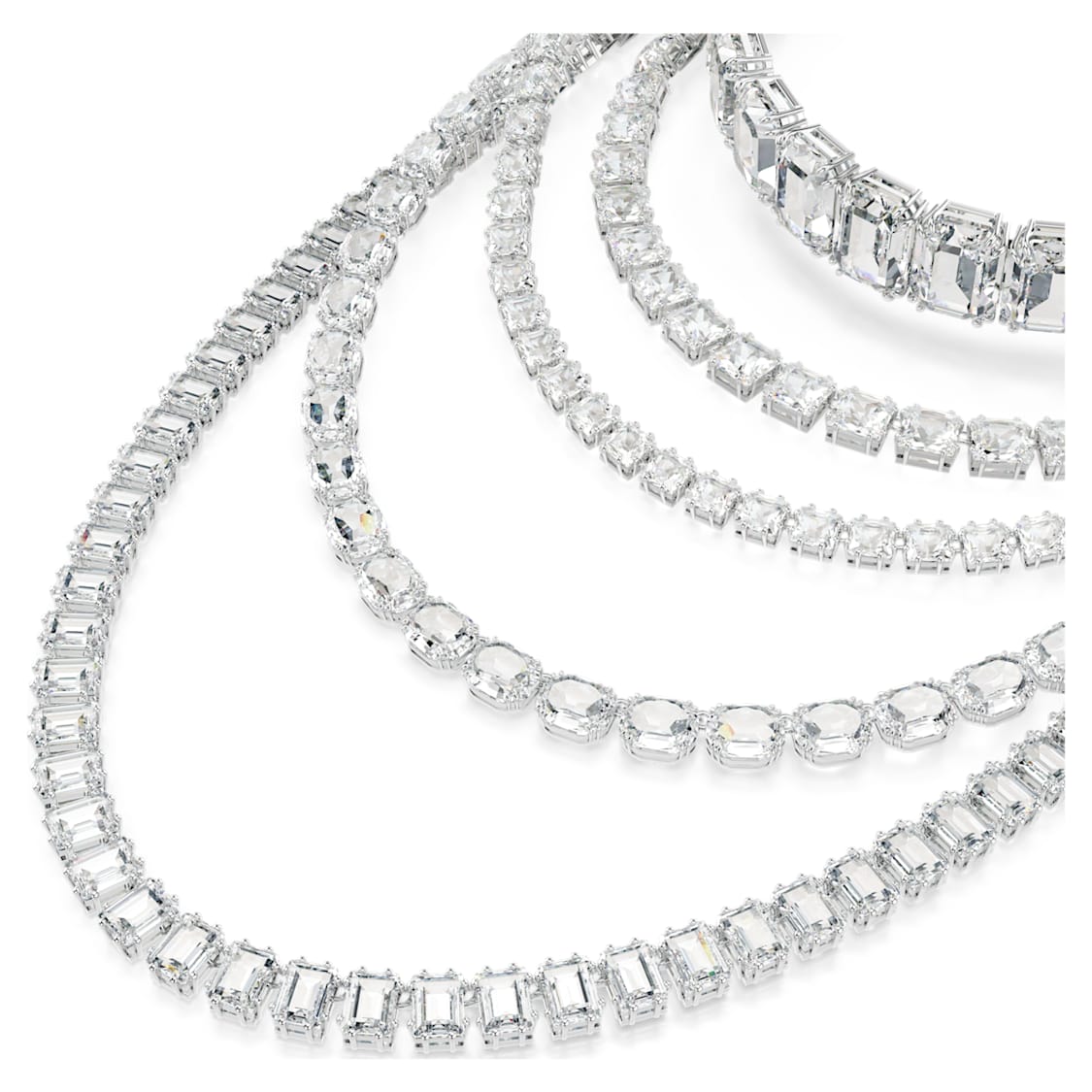Millenia layered necklace, Mixed cuts, White, Rhodium plated by SWAROVSKI
