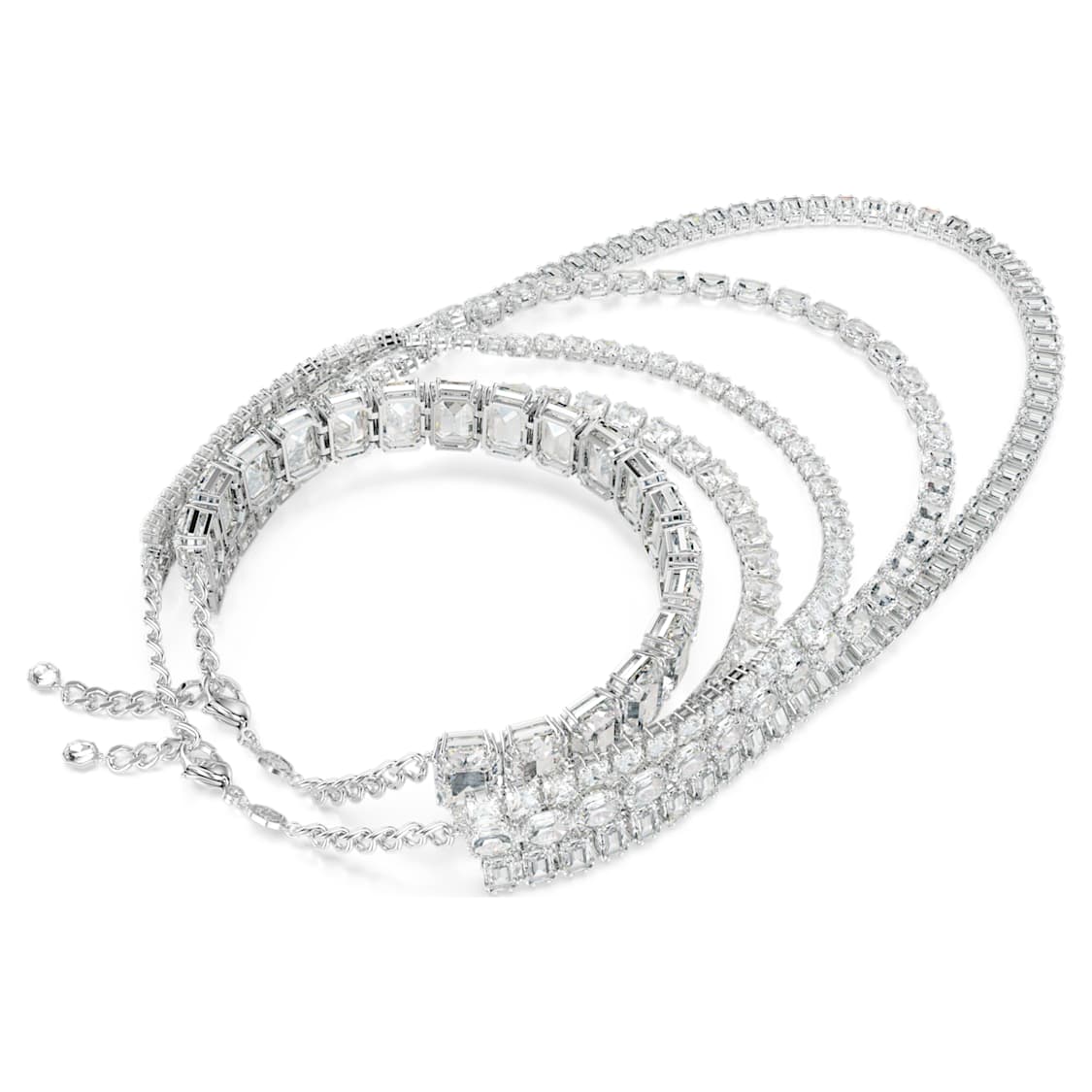 Millenia layered necklace, Mixed cuts, White, Rhodium plated by SWAROVSKI