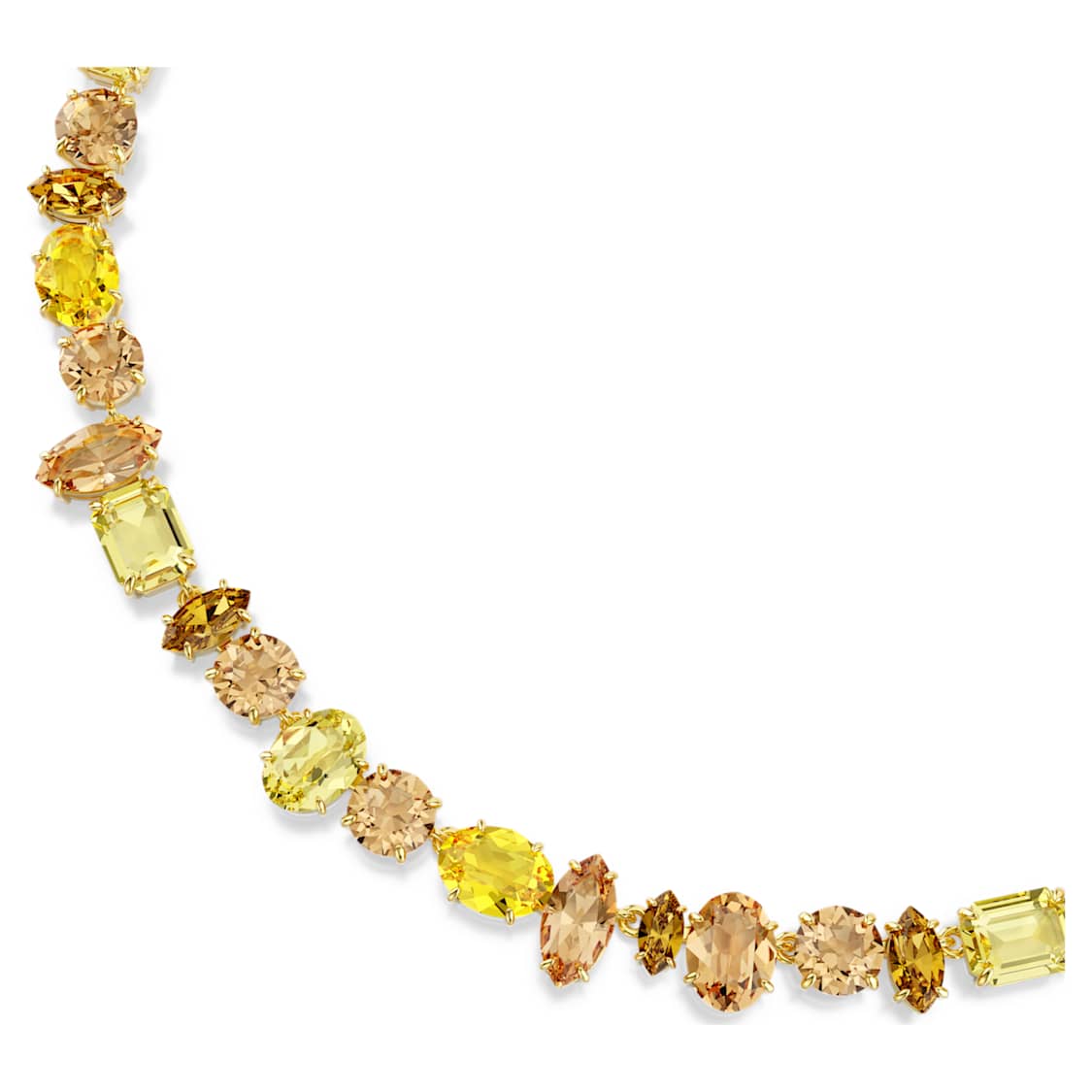 Gema necklace, Mixed cuts, Yellow, Gold-tone plated by SWAROVSKI