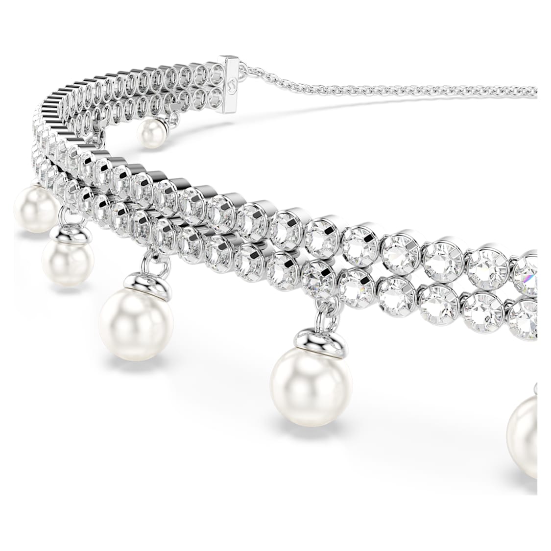 Ariana Grande x Swarovski choker, Crystal pearl, Round cut, White, Rhodium plated by SWAROVSKI