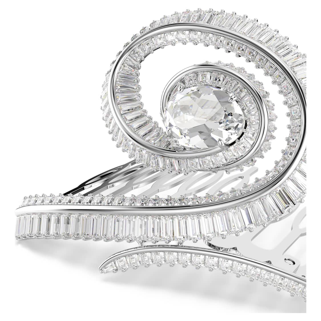 Ariana Grande x Swarovski hair clip, Baguette cut, White, Rhodium plated by SWAROVSKI