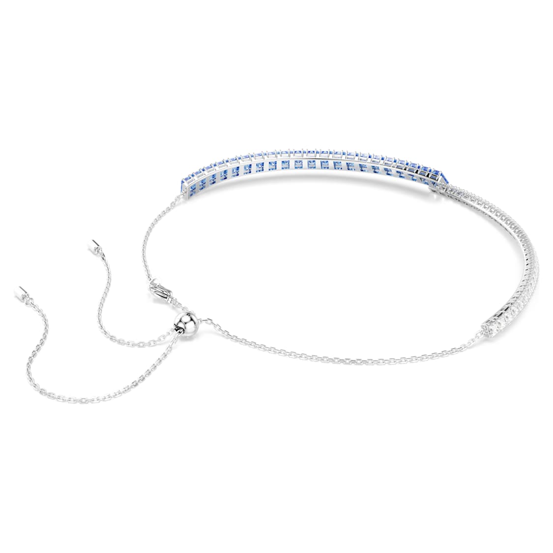 Matrix choker, Mixed cuts, Blue, Rhodium plated by SWAROVSKI