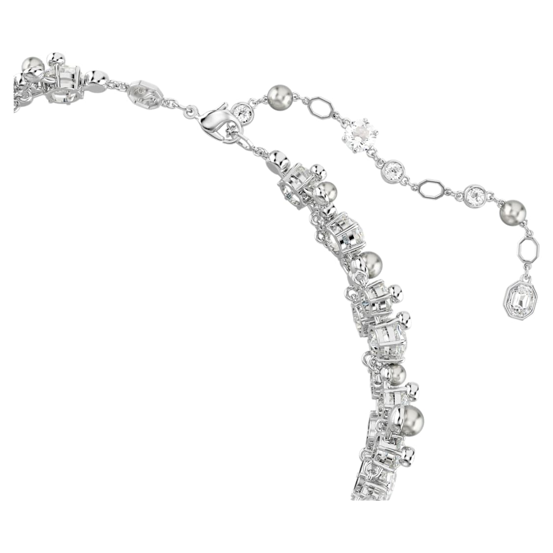 Constella choker, Crystal pearl, Round cut, White, Rhodium plated by SWAROVSKI