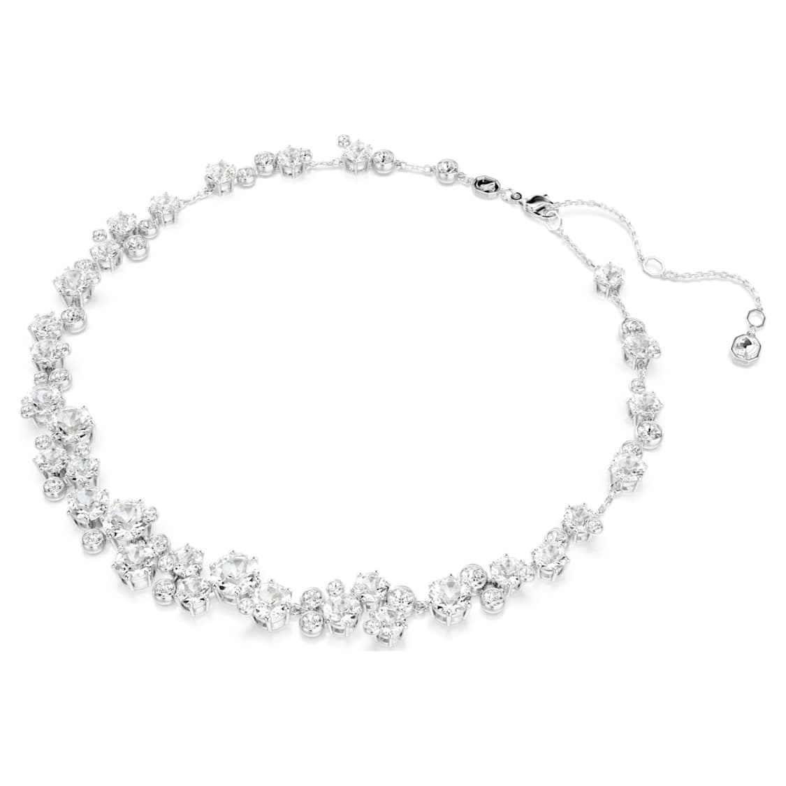 Constella necklace, Round cut, White, Rhodium plated by SWAROVSKI