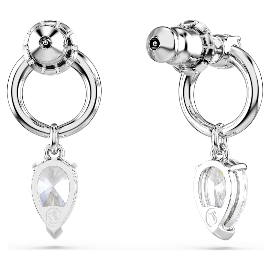 Mesmera drop earrings, Mixed cuts, White, Rhodium plated by SWAROVSKI