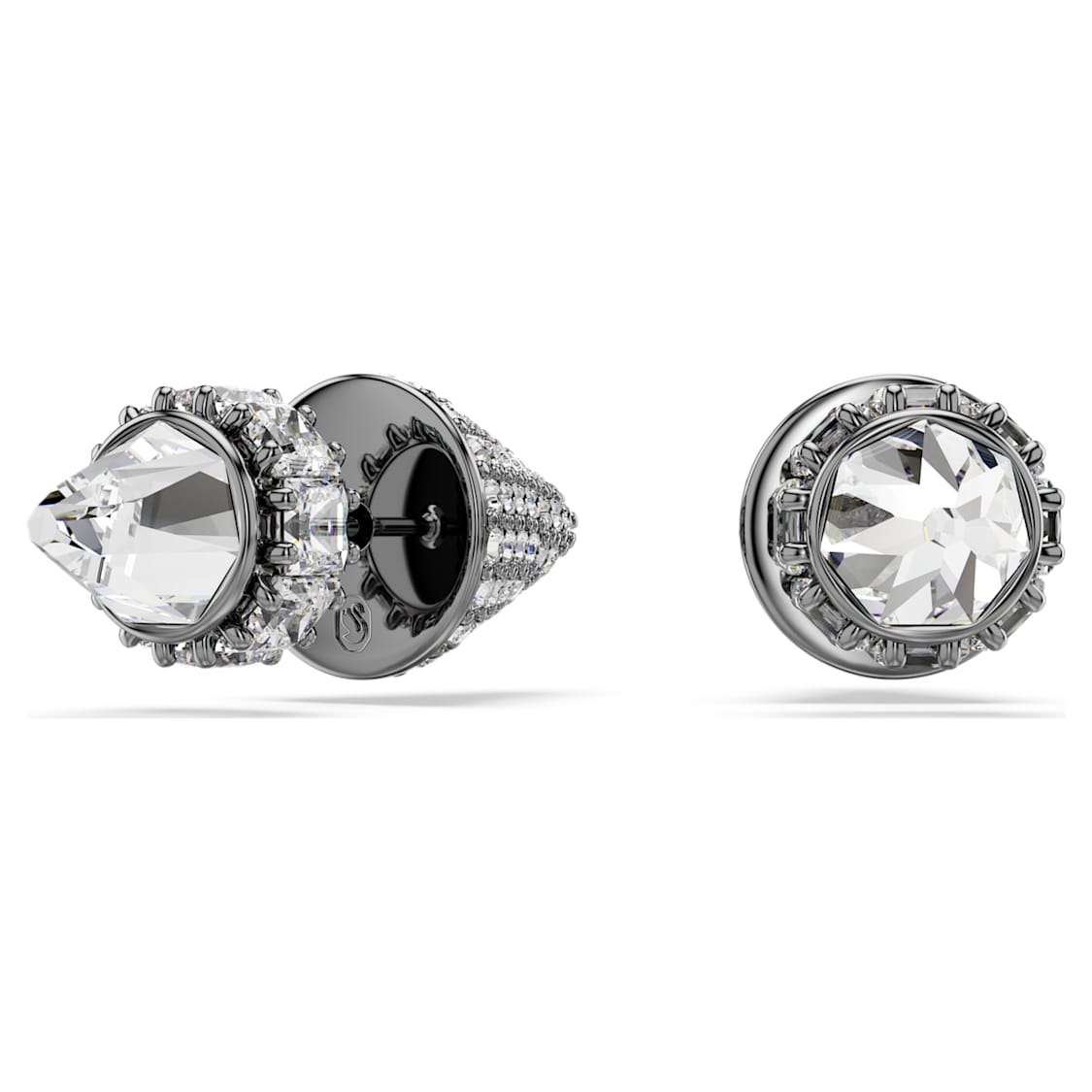 Sublima stud earrings, Spike, White, Ruthenium plated by SWAROVSKI