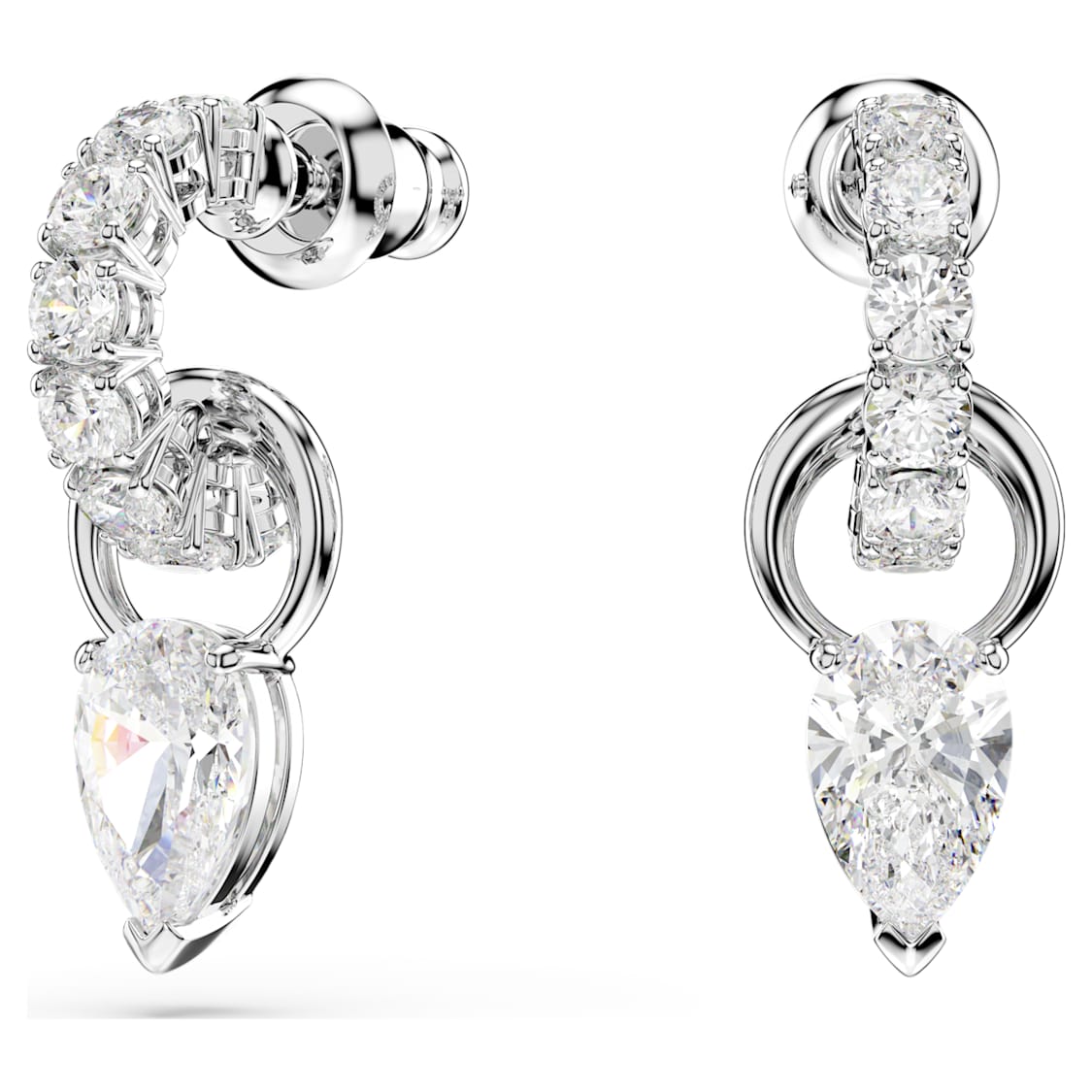 Mesmera set, Pear cut, Round cut, White, Rhodium plated by SWAROVSKI