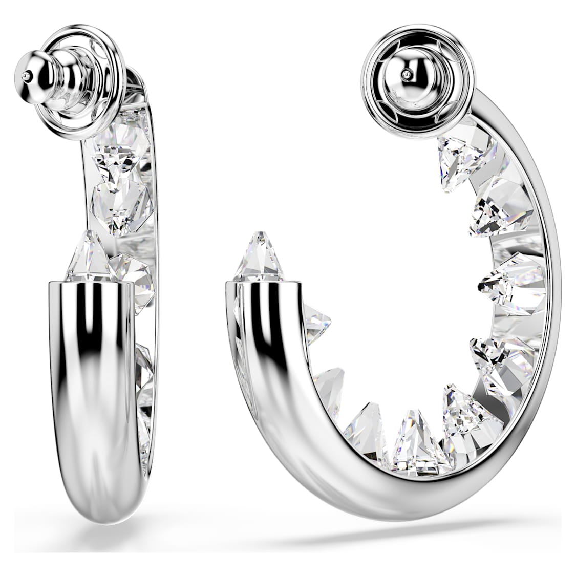 Sublima hoop earrings, White, Rhodium plated by SWAROVSKI