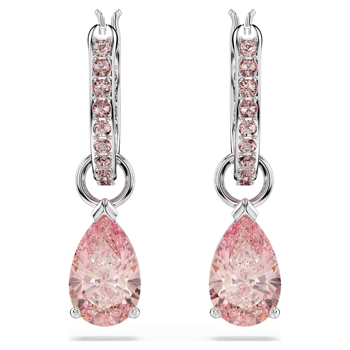 Attract drop earrings, Pear cut, Pink, Rhodium plated by SWAROVSKI