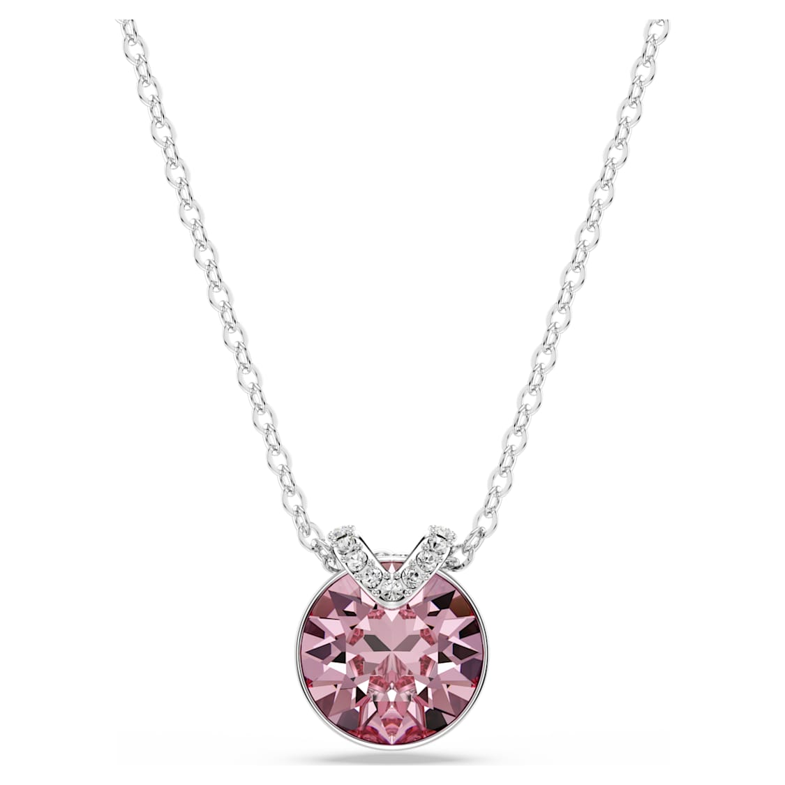 Bella V pendant, Round cut, Pink