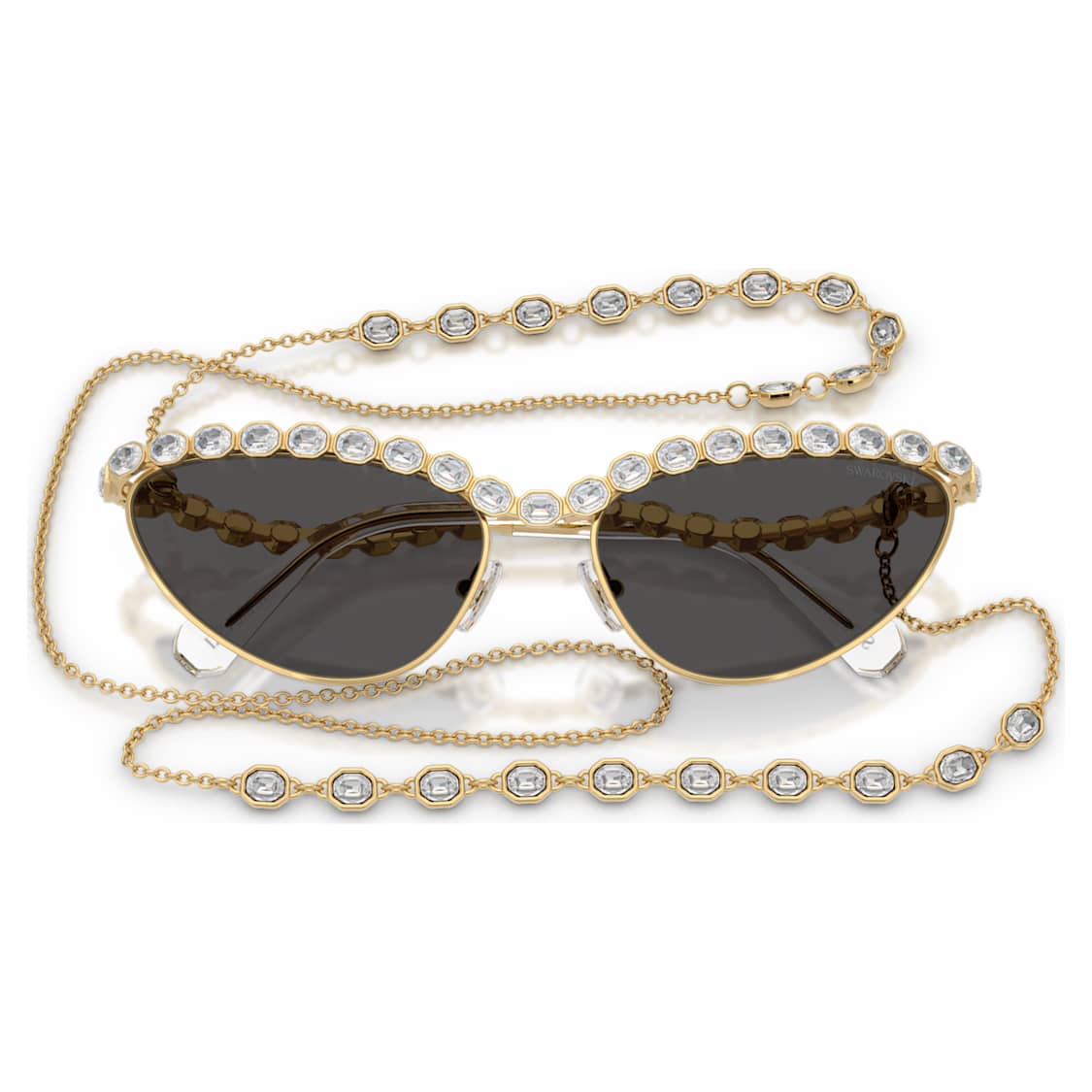 Sunglasses, Cat-eye shape, Chain, Grey by SWAROVSKI