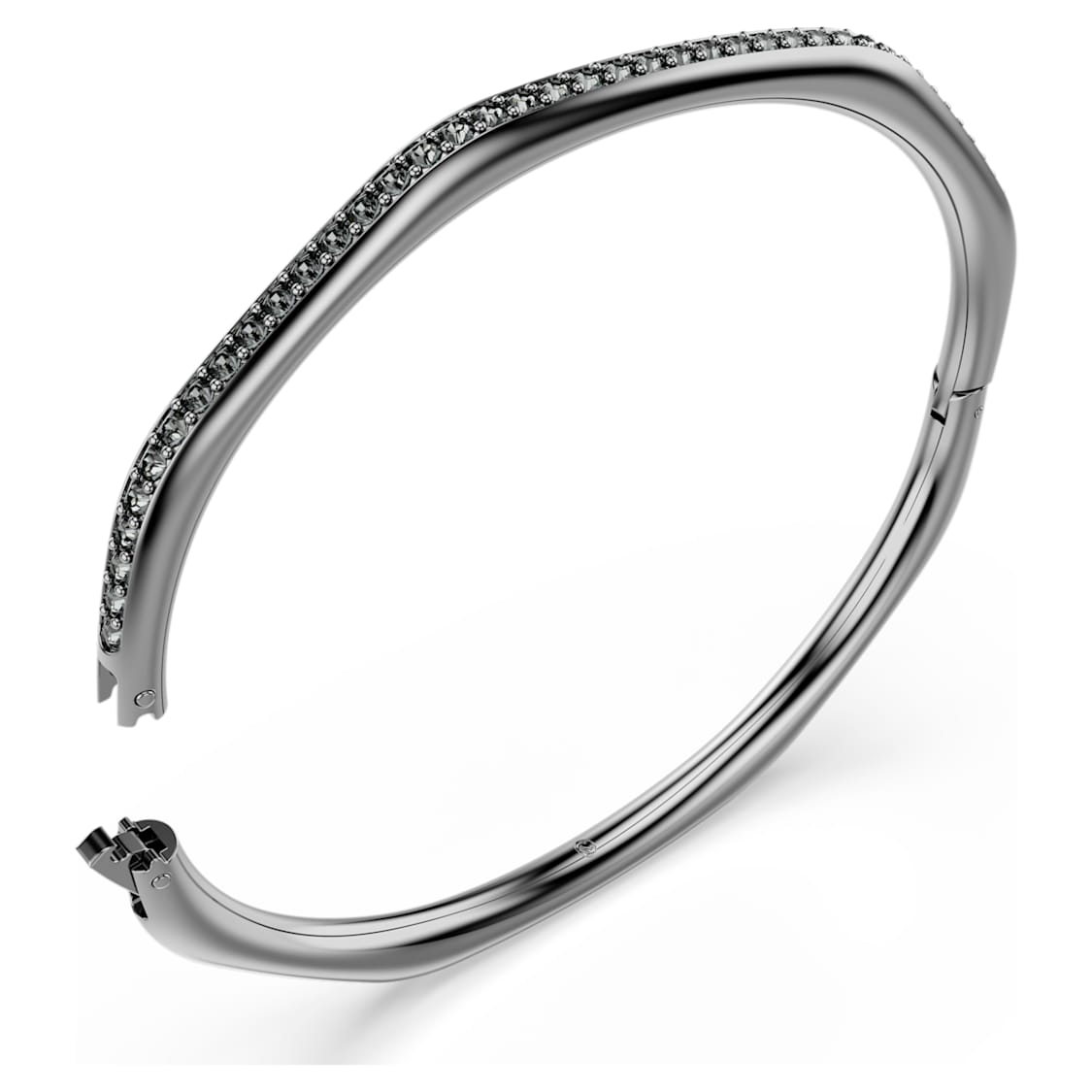 Dextera bangle, Octagon shape, Round cut, White, Ruthenium plated by SWAROVSKI