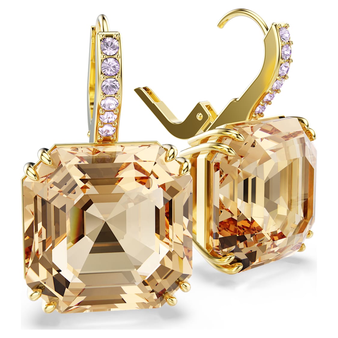 Millenia drop earrings, Mixed cuts, Caramel, Gold-tone plated by SWAROVSKI