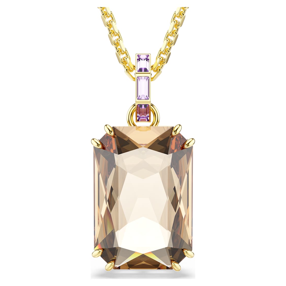 Millenia pendant, Octagon cut, Caramel, Gold-tone plated by SWAROVSKI