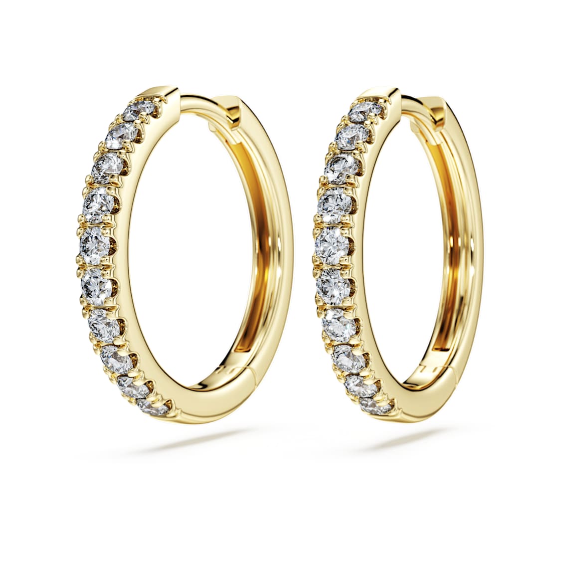 Eternity hoop earrings, Lab-grown diamonds 0.5 ct tw, Round shape, 14K yellow gold by SWAROVSKI
