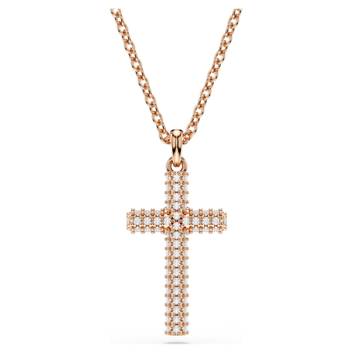 Insigne pendant, Cross, White, Rose gold-tone plated by SWAROVSKI