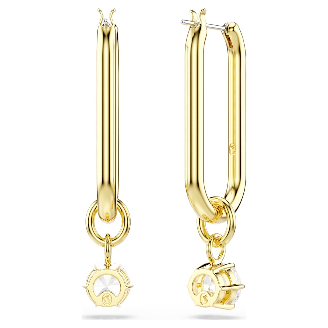 Constella drop earrings, Round cut, White, Gold-tone plated by SWAROVSKI