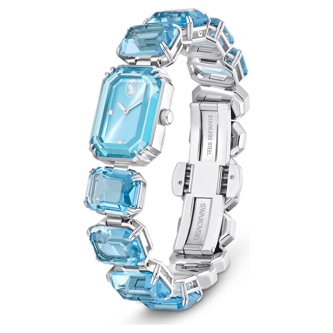 Watch, Octagon cut bracelet, Blue, Stainless steel by SWAROVSKI