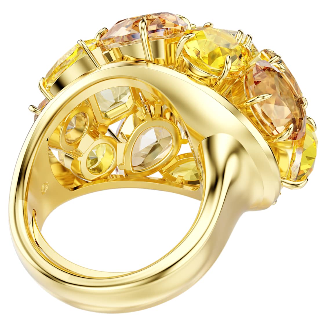 Gema cocktail ring, Mixed cuts, Yellow, Gold-tone plated by SWAROVSKI
