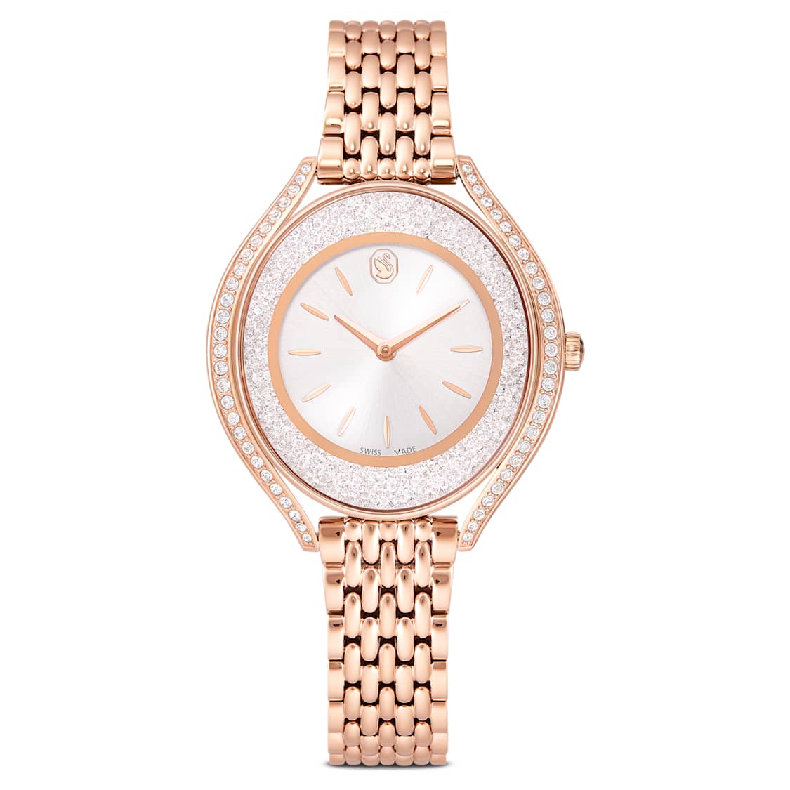 Crystalline aura watch, Swiss Made, Metal bracelet, Rose gold tone, Rose gold-tone finish by SWAROVSKI