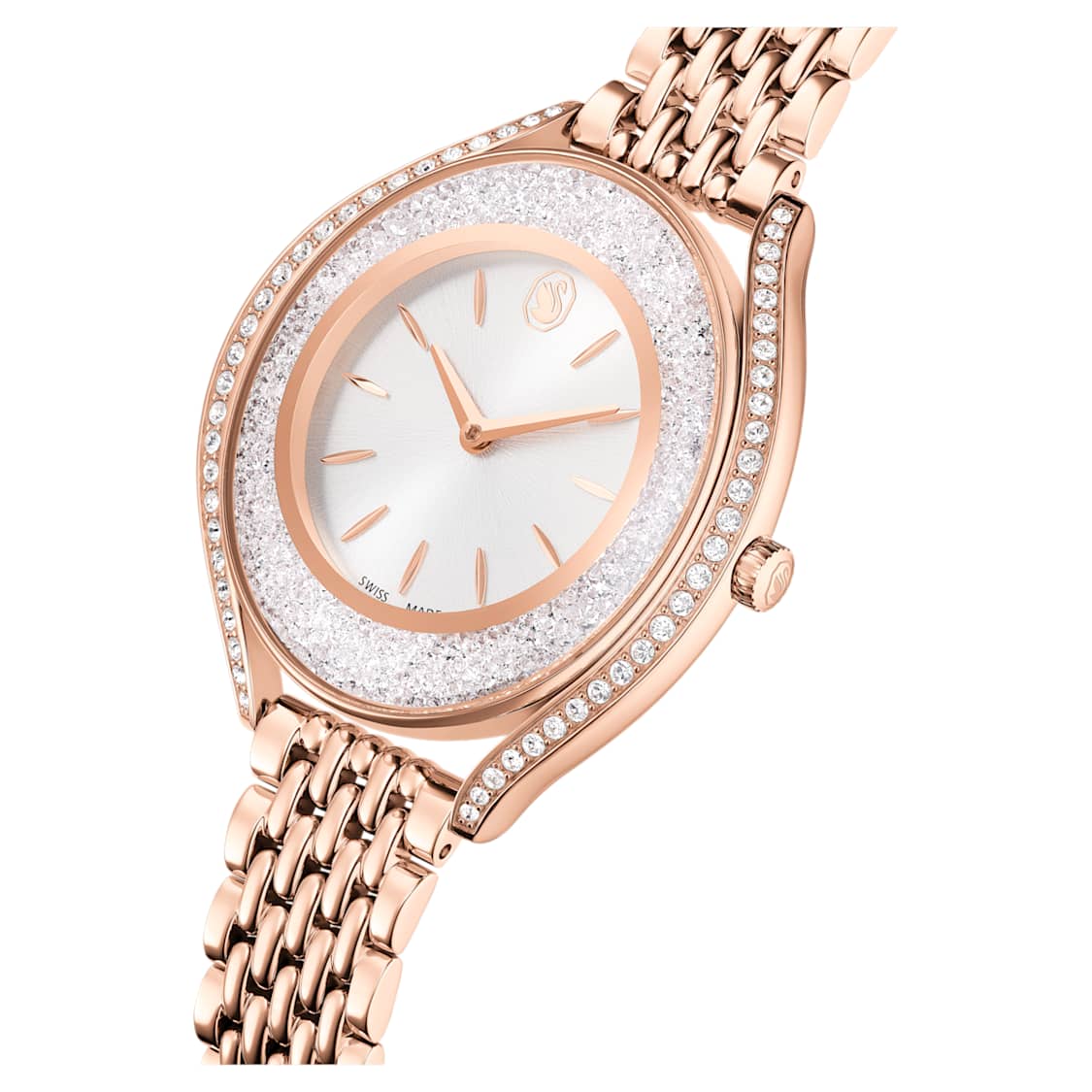 Crystalline aura watch, Swiss Made, Metal bracelet, Rose gold tone, Rose gold-tone finish by SWAROVSKI