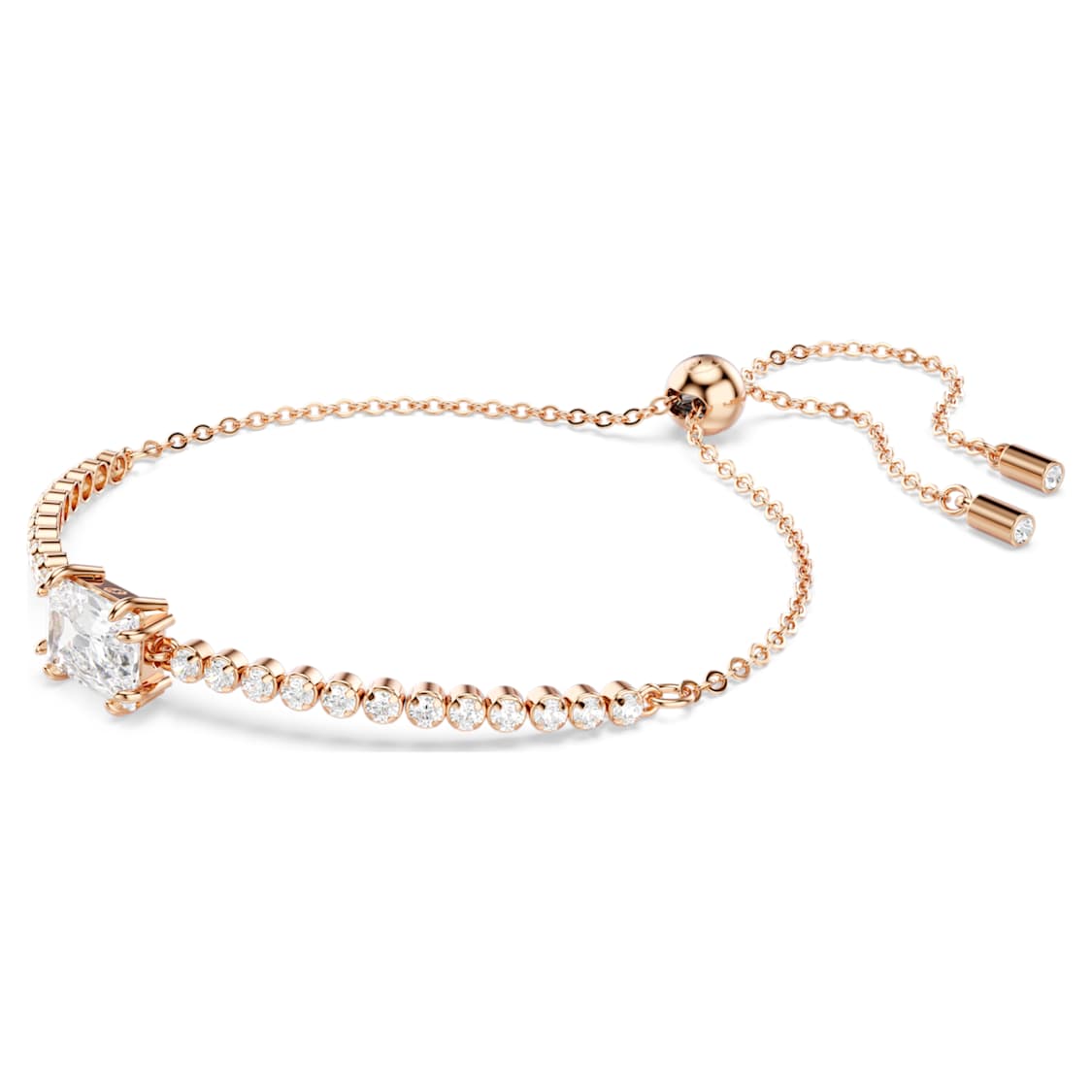 Matrix bracelet, Mixed cuts, White, Rose gold-tone plated by SWAROVSKI