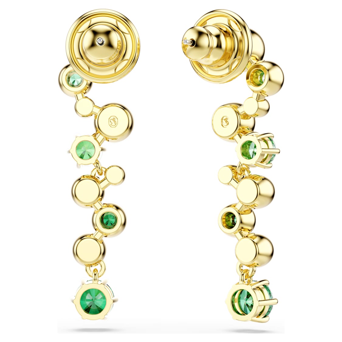 Constella drop earrings, Mixed cuts, Green, Gold-tone plated by SWAROVSKI
