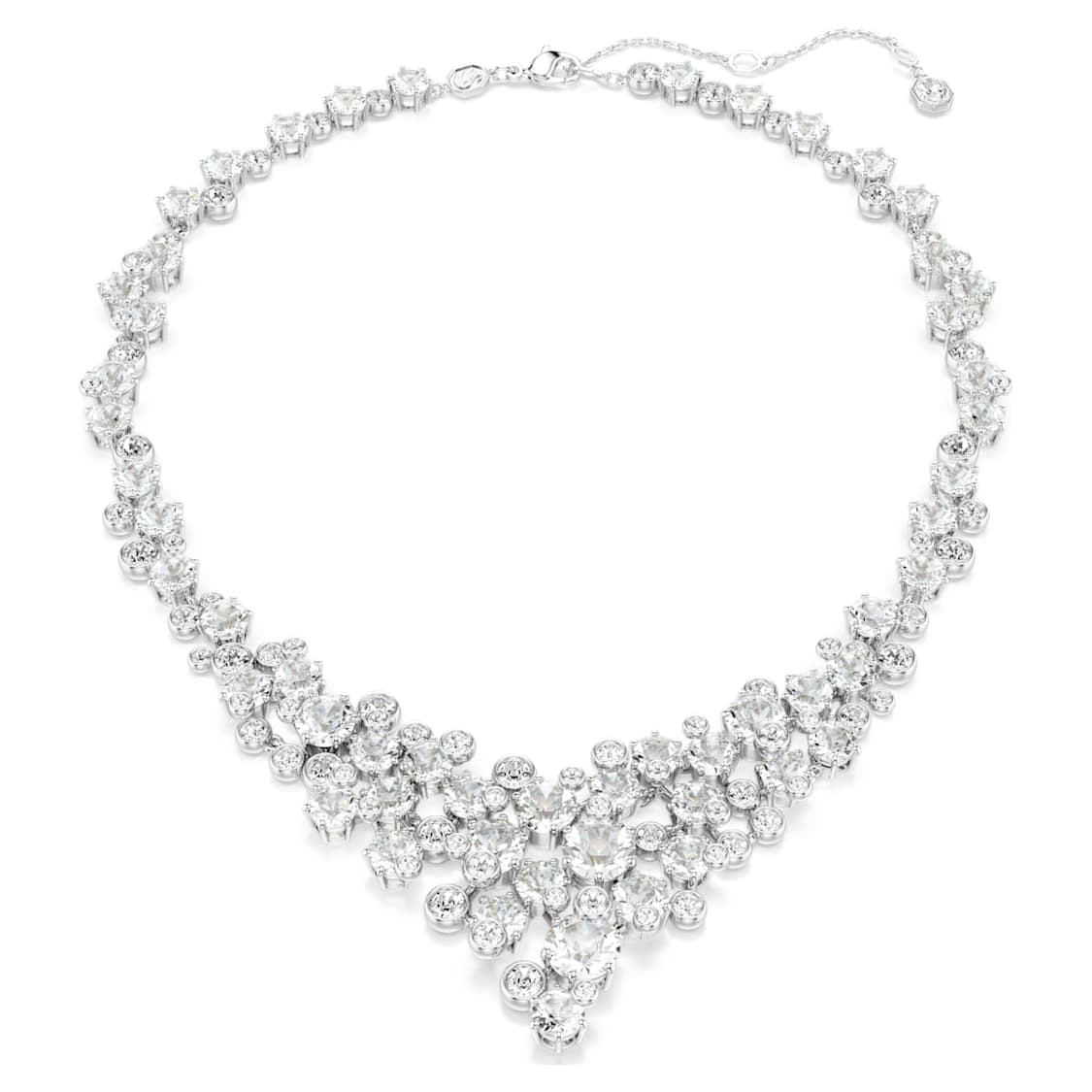Constella necklace, Mixed cuts, Clasp, White, Rhodium plated by SWAROVSKI